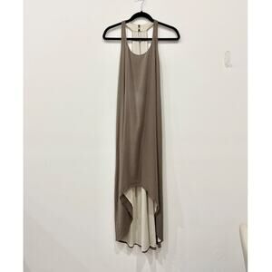Alice & Olivia Silk Sleeveless Halter High Low Long Dress Taupe Womens Size S